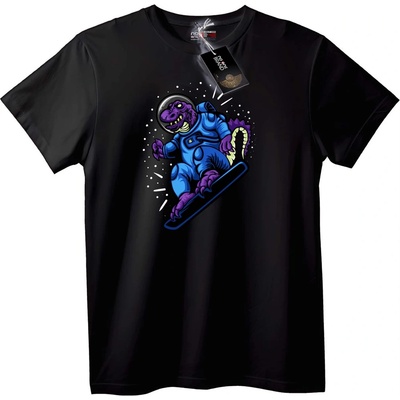 NOONEBRAND Тениска Космически Динозавър Сноуборд - 2XL, Black