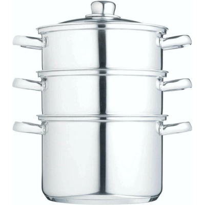 KitchenCraft nerezový parní hrnec 22 cm, 3 patra – napařovací hrnec na sporák pro zdravé vaření v páře, vícepatrový hrnec – Zboží Dáma