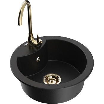 Mexen Diego гранитна кухненска мивка с една камера и кухня Telma, черен (6512-77-670200-50)