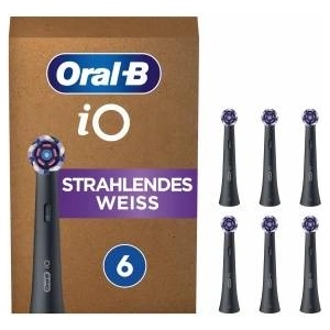 Oral-B iO Radiant White Replacement Brush Heads for Electric Toothbrush, 6 pieces, whitening tooth cleaning, original brush head for Oral-B iO toothbrushes, mailbox-friendly packaging, Black - 8006540854587