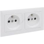 Legrand - Двойна бяла домашна розетка с рамка SUNO 250V (LR0081B)