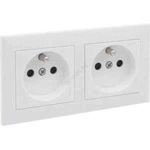 Legrand - Двойна бяла домашна розетка с рамка SUNO 250V (LR0081B)