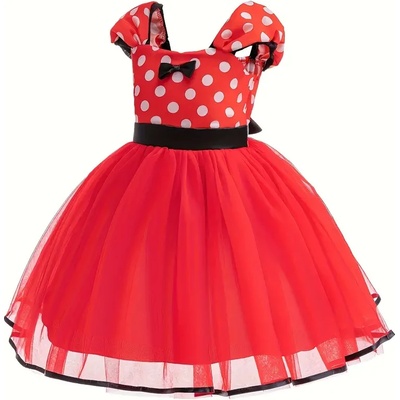 Мини Маус рокля с тюл, червена