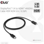 Club 3D Club3D кабел - (DisplayPort 1.4 към HDMI 2.0, активен адаптер, 4K60Hz, HDR, 2 м) (CAC-1083) (CAC-1083)