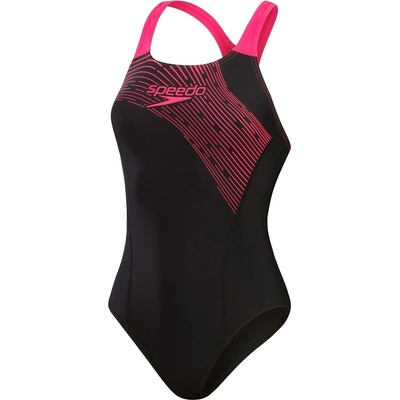 Speedo Бански костюм Speedo Medley Medalist swimsuit - Black/ Pink
