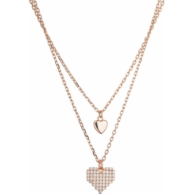 Pavona Pozlátený dvojradový náhrdelník srdiečka 12153.1 rose gold