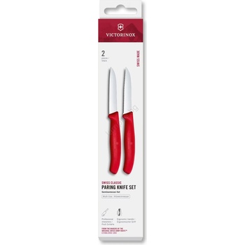 Victorinox - Комплект от 2 кухненски ножа за зеленчуци SWISS CLASSIC, 8 см, червен (GG771)