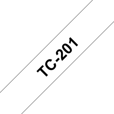 Brother TC-201, 12mm x 7,7m, čierna tlač / biely podklad, originálna páska