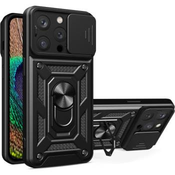 HQWear Кейс с протектор за камера HQWear Hybrid Armor Camshield за iPhone 15 Pro, черен (KXG0072364)