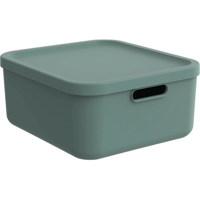 Rotho Albu Light úložný box s víkem 20 l matně zelený 40 x 36 x 18 cm