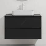 Bath Deluxe Елегантен шкаф за баня с мивка TRONDHEIM/LJORDAL, 90x57x46 см, в черно/бяло (SETBT0151D)