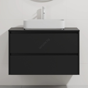 Bath Deluxe Елегантен шкаф за баня с мивка TRONDHEIM/LJORDAL, 90x57x46 см, в черно/бяло (SETBT0151D)