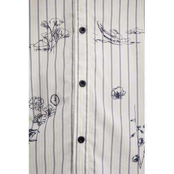 Desigual Памучна риза Desigual STRIPES PRINTED в бежово със свободна кройка с класическа яка 25WMCW36 (25WMCW36)