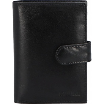 Pánská kožená peněženka šitá se zápinkou na výšku Clem černá