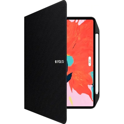 CoverBuddy Folio Lite - кожен кейс с поставка и отделение за Apple Pencil 2 за iPad Pro 12.9 (2020) (черен)