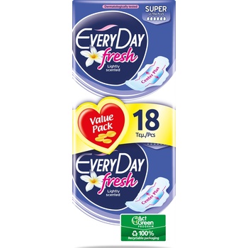 Everyday Fresh Super Ultra Plus Дамски превръзки, 18 броя, Everyday