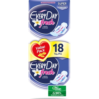 Everyday Fresh Super Ultra Plus Дамски превръзки, 18 броя, Everyday