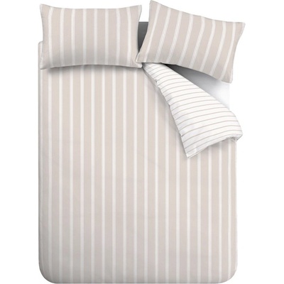Bianca Бежово двойно удължено памучно спално бельо 230x220 cm Ashford Stripe - Bianca (BD/59752/R/KQS/NT)