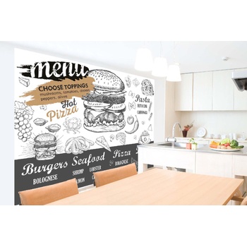 DIMEX ART s. r. o Самозалепваща се флизелинова фототапета меню на ресторант - бяло 375 x 250 см