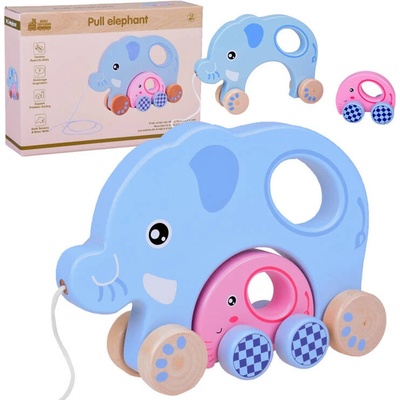 Inlea4Fun ťahacia slonia rodinka Pull Elephant