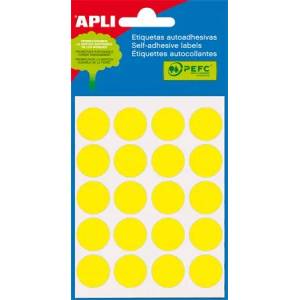 APLI Етикети, кръгли, 19 мм, с ръкописен текст, цветни, apli, жълти, 100 етикета в опаковка 02063 (02063)
