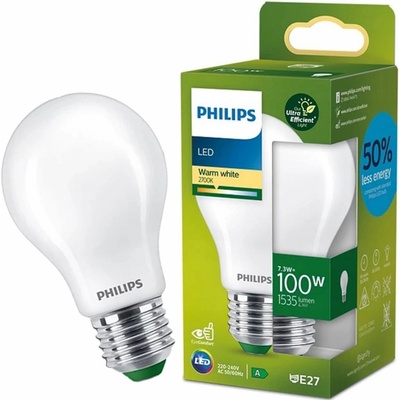 Philips LED žiarovka E27 A60 7,3W = 100W 1535lm 2700K Warm Filament Milk Ultra Efficient