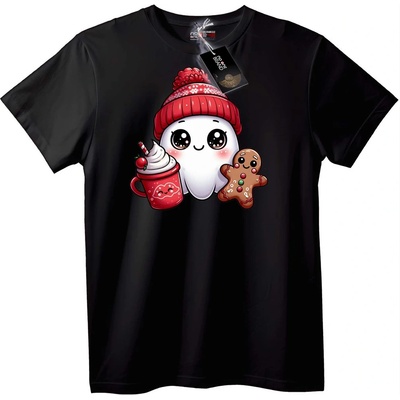 NOONEBRAND Тениска с Мил Зимен Призрак и Джинджифилова Питка - 7XL, Black