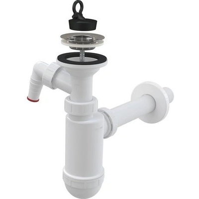 Alcadrain Umývadlový sifón DN32 s prípojkou a mriežkou z nehrdzavejúcej ocele DN63 A410P