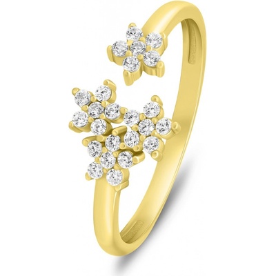 Brilio Silver Překrásný pozlacený otevřený prsten se zirkony RI072Y