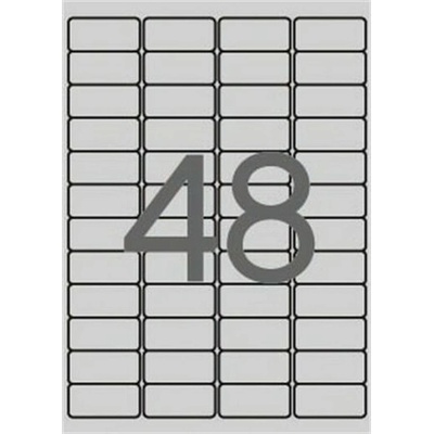 Etikety, 45,7x21,2 mm, polyester, odolné voči poveternostným podmien., zaoblené rohy, APLI, strieborné, 4800 etikiet/bal