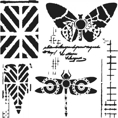 Šablona TCW 12aquot;x12aquot; (30,5x30,5 cm) - Dragonfly Collage The Crafter´s Workshop