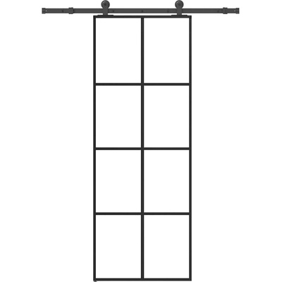 vidaXL Плъзгаща се врата с обков 76x205 см ESG стъкло и алуминий (3332886)