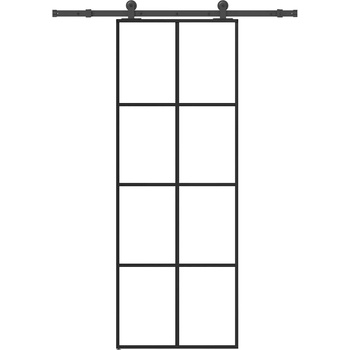 vidaXL Плъзгаща се врата с обков 76x205 см ESG стъкло и алуминий (3332886)