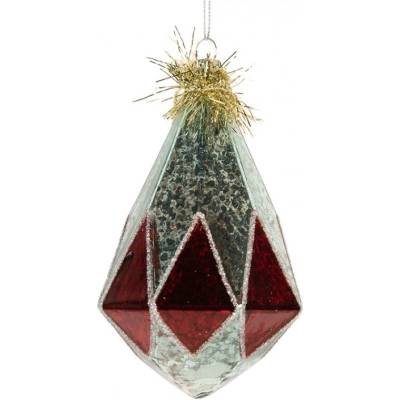 Clayre & Eef Skleněná vánoční baňka stříbrná – 8x12 cm