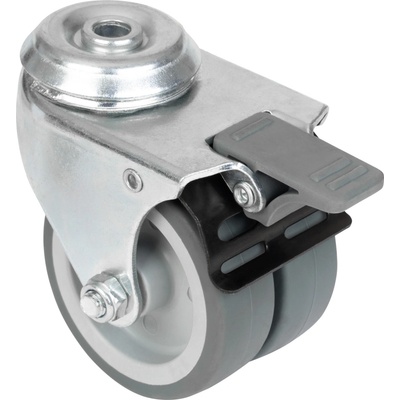 Walteco Prístrojové dvojité koliesko otočné s otvorom a brzdou priemer 75 mm 100kg 9210812