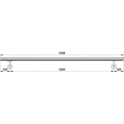 madlo 1500mm (set:2ks úchyt, madlo ø 42.4mm s ukončením), brúsená nerez K320 /AISI304