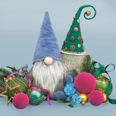 Maki ubrousky vánoční Gnome among Baubles 3V 33x33 cm 20 ks