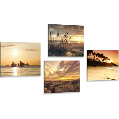 Set obrazů kouzelný západ slunce u moře - 4x 40x40