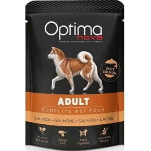 Optimanova Пауч OptimaNova Adult Salmon, със сьомга за кучета над 12м, 0.300 кг