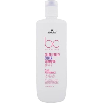 Schwarzkopf BC Bonacure Color Freeze pH 4.5 Shampoo Silver 1000 ml шампоан за неутрализиране на жълти тонове на сива и изрусена коса за жени