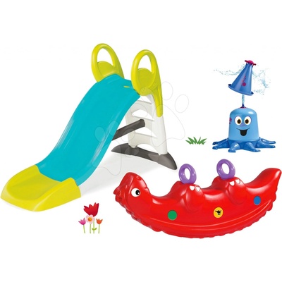 Smoby set skluzavka Toboggan KS s délkou 150 cm a oboustranná houpačka dinosaurus s klaunem 310269-18
