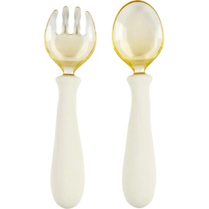 Nattou Силиконов комплект прибори Nattou - Flexible Ecru (873055) - baby
