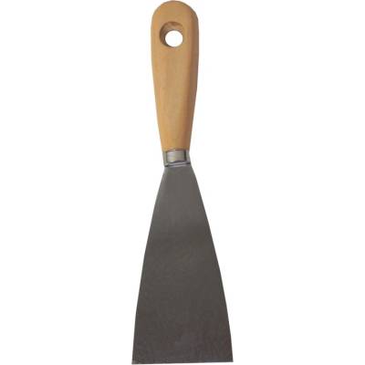TOPTRADE špachtľa oceľová, s drevenou rukoväťou a náklepovým nitom, 60 mm, hobby