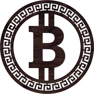 DREVENÝ BITCOIN OBRAZ - 30cm, Čierna