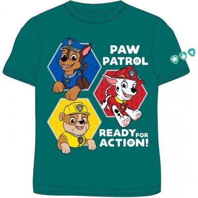 E plus M chlapčenské bavlnené tričko s krátkym rukávom Paw Patrol zelené