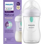 Avent Natural Response priehľadná fľaša s cumlíkom s ventilom AirFree 260 ml