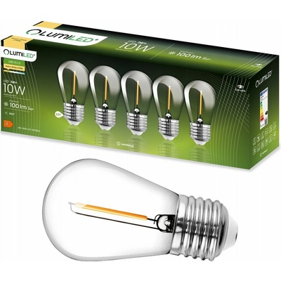 Lumiled 5-PAK LED žiarovka E27 ST14 1W = 10W 2700K Warm 100lm vlákno pre Girland