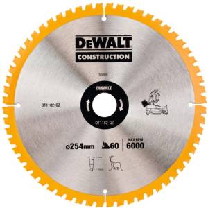 DEWALT Нож за трион DEWALT CONSTRUCTION за ъглорежещи триони за дърво с пирони, 254 x 30 мм, 60 зъба DT1182 (DT1182)