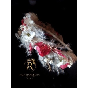 Radi handmade Диадема с червени и бели цветя и бежави треви (880)