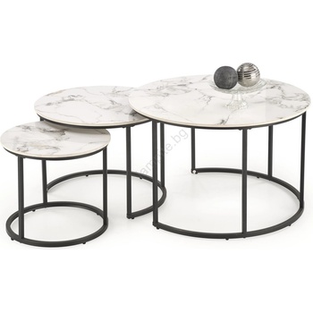 Halmar Комплект от 3 холни маси comoro в бяло/черно (ha0177)